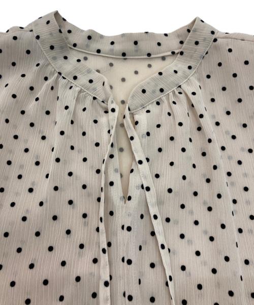 Lallia Mu（ラリア ムー）Lallia Mu (ラリア ムー) 2wayボリュームスリーブシアーブラウス　2412604 ベージュ×ブラック サイズ:Mの古着・服飾アイテム