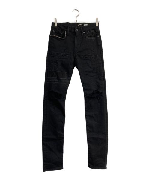 Hysteric Glamour（ヒステリックグラマー）Hysteric Glamour (ヒステリックグラマー) SPBR加工 ISKO ストレッチデニムスキニースリムパンツ　02191AP10 ブラック サイズ:28の古着・服飾アイテム