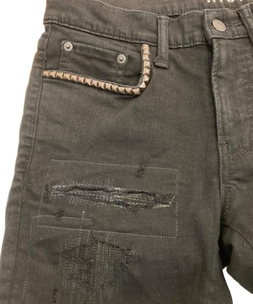 Hysteric Glamour（ヒステリックグラマー）Hysteric Glamour (ヒステリックグラマー) SPBR加工 ISKO ストレッチデニムスキニースリムパンツ　02191AP10 ブラック サイズ:28の古着・服飾アイテム