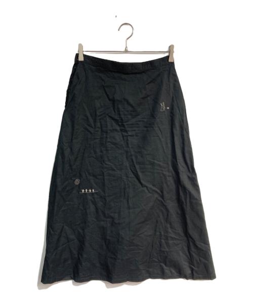 45rpm（45アールピーエム）45rpm (45アールピーエム) 刺繍コットンスカート ブラック サイズ:2の古着・服飾アイテム