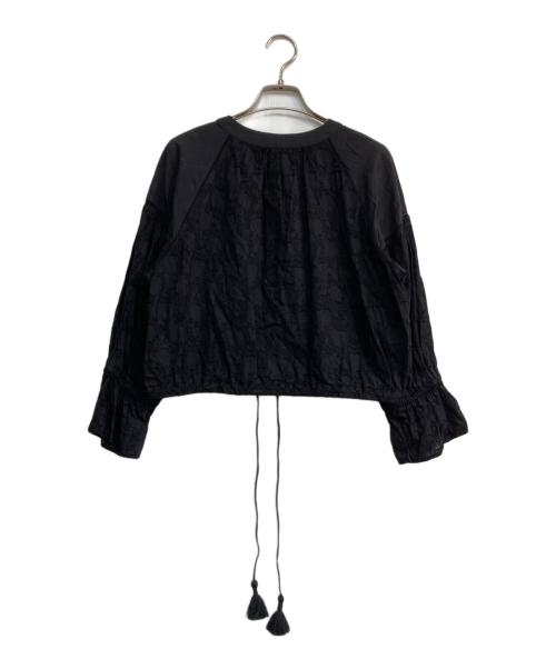 SOULEIADO（ソレイアード）SOULEIADO (ソレイアード) TOMORROW LAND (トゥモローランド) コットンカットジャカード クロップドブラウス ブラック サイズ:36の古着・服飾アイテム