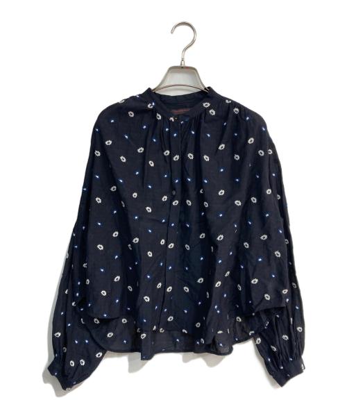 TOMORROW LAND（トゥモローランド）TOMORROW LAND (トゥモローランド) プチマーガレットエンブロイダリー ギャザーブラウス　14-01-34-01202 ネイビー サイズ:36の古着・服飾アイテム