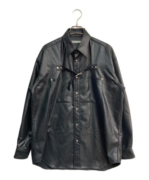 JOHN LAWRENCE SULLIVAN（ジョン ローレンス サリバン）JOHN LAWRENCE SULLIVAN (ジョン ローレンス サリバン) FRONT SIDE BELTED SHIRT　3B005-0220-16 ブラック サイズ:44の古着・服飾アイテム