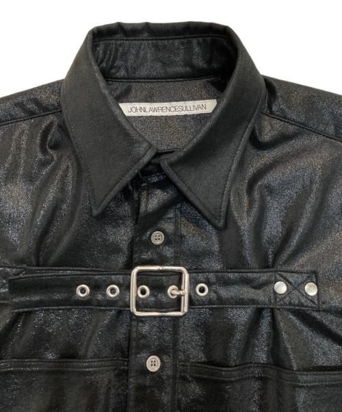 JOHN LAWRENCE SULLIVAN（ジョン ローレンス サリバン）JOHN LAWRENCE SULLIVAN (ジョン ローレンス サリバン) FRONT SIDE BELTED SHIRT　3B005-0220-16 ブラック サイズ:44の古着・服飾アイテム