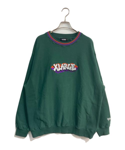 X-LARGE（エクストララージ）X-LARGE (エクストララージ) GRAFFITI CREWNECK SWEAT　101233012028 グリーン サイズ:XLの古着・服飾アイテム