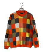 JERSILDジャーシルド）の古着「チェック柄ニット」｜オレンジ