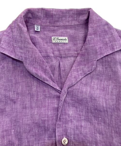 Errico Formicola（エリコフォルミコラ）Errico Formicola (エリコフォルミコラ) LINEN OPEN COLLOR SHIRT　BEAMS別注 ピンク サイズ:16/41の古着・服飾アイテム