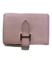 HERMES（エルメス）の古着「ベアン ミニ シェブルミゾル カードケース」｜ピンク