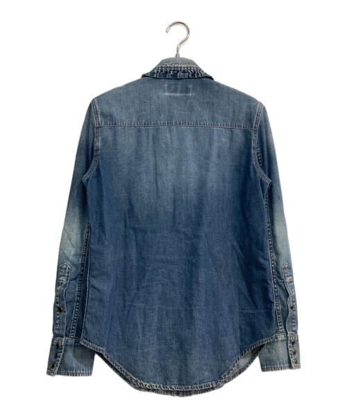 Saint Laurent Paris（サンローランパリ）Saint Laurent Paris (サンローランパリ) ウォッシュ加工ピンタック デニムシャツ　663871 Y24AA インディゴ サイズ:Mの古着・服飾アイテム