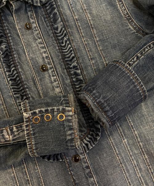Saint Laurent Paris（サンローランパリ）Saint Laurent Paris (サンローランパリ) ウォッシュ加工ピンタック デニムシャツ　663871 Y24AA インディゴ サイズ:Mの古着・服飾アイテム