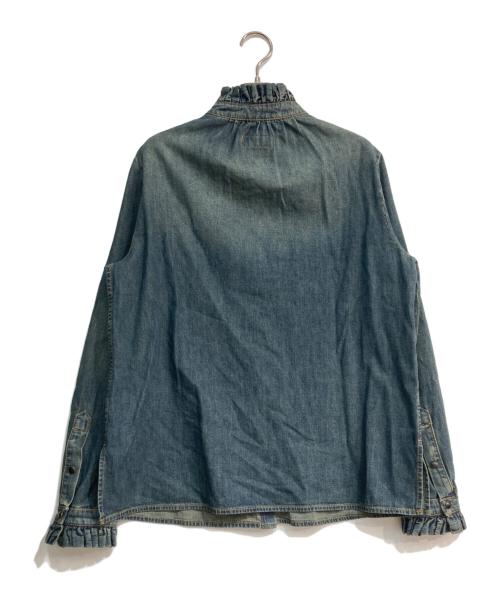 Saint Laurent Paris（サンローランパリ）Saint Laurent Paris (サンローランパリ) ヴィンテージ加工ピンタック デニムシャツ　695361 Y24AA インディゴ サイズ:Mの古着・服飾アイテム