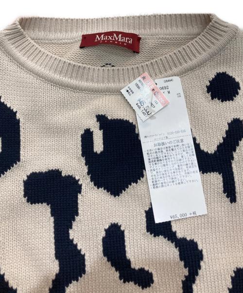 Max Mara Studio（マックスマーラ ストゥディオ）MAX MARA STUDIO (マックスマーラ ストゥディオ) 総柄ニット ベージュ サイズ:M 未使用品の古着・服飾アイテム