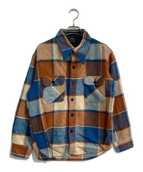 J.C.PENNY（ジェーシーペニー）J.C.PENNY (ジェーシーペニー) ウールシャツ　70-80‘s ベージュ×ブルー サイズ:Mの古着・服飾アイテム