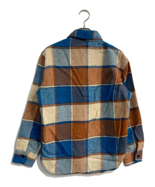 J.C.PENNY（ジェーシーペニー）J.C.PENNY (ジェーシーペニー) ウールシャツ　70-80‘s ベージュ×ブルー サイズ:Mの古着・服飾アイテム