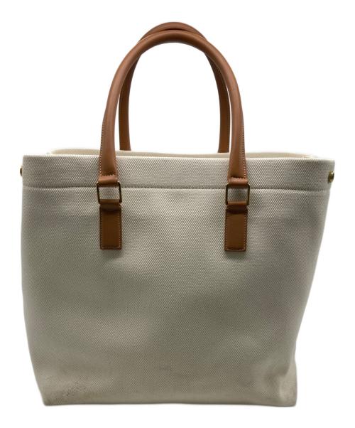 CELINE（セリーヌ）CELINE (セリーヌ) ホリゾンタルカバ キャンバス×レザー トートバッグ アイボリー×ブラウンの古着・服飾アイテム