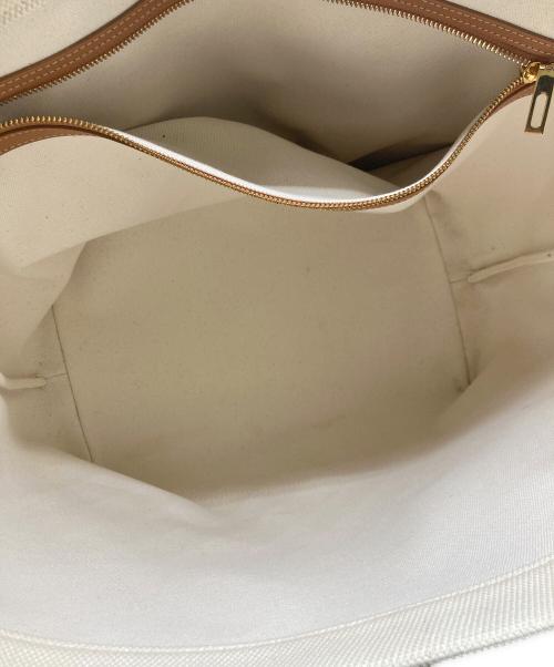 CELINE（セリーヌ）CELINE (セリーヌ) ホリゾンタルカバ キャンバス×レザー トートバッグ アイボリー×ブラウンの古着・服飾アイテム