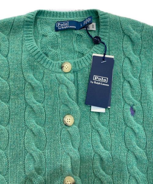 POLO RALPH LAUREN（ポロ・ラルフローレン）POLO RALPH LAUREN (ポロ・ラルフローレン) カシミヤ混ケーブルニットカーディガン グリーン サイズ:L 未使用品の古着・服飾アイテム