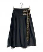 FRED PERRYフレッドペリー）の古着「Taped Pleated Skirt　E4104」｜ブラック