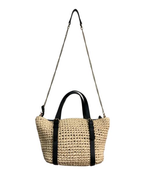 DIESEL（ディーゼル）DIESEL (ディーゼル) チャーム付き2WAYカゴバッグ ベージュ×ブラックの古着・服飾アイテム