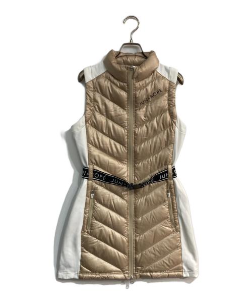 Jun&Rope（ジュンアンドロペ）Jun&Rope (ジュンアンドロペ) タフタフリースコンビダウンワンピース ベージュ×ホワイト サイズ:Sの古着・服飾アイテム