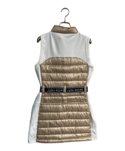 Jun&Rope（ジュンアンドロペ）Jun&Rope (ジュンアンドロペ) タフタフリースコンビダウンワンピース ベージュ×ホワイト サイズ:Sの古着・服飾アイテム