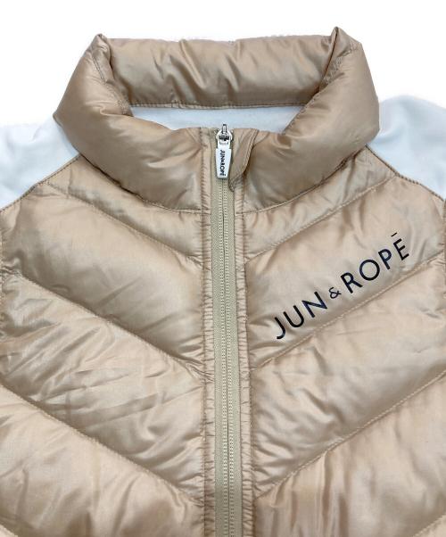 Jun&Rope（ジュンアンドロペ）Jun&Rope (ジュンアンドロペ) タフタフリースコンビダウンワンピース ベージュ×ホワイト サイズ:Sの古着・服飾アイテム
