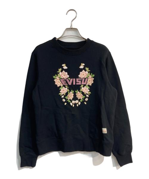 EVISU（エヴィス）EVISU (エビス) ロゴ刺繍入りフローラルプリントレギュラーフィットスウェットシャツ　2EAHTW3SW4088XXFL ブラック サイズ:Mの古着・服飾アイテム