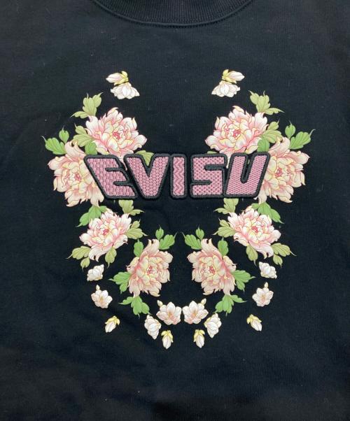 EVISU（エヴィス）EVISU (エビス) ロゴ刺繍入りフローラルプリントレギュラーフィットスウェットシャツ　2EAHTW3SW4088XXFL ブラック サイズ:Mの古着・服飾アイテム
