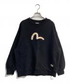 EVISUエヴィス）の古着「ブロケード カモメ アップリケ スウェットシャツ　2EAHTW2SW375OSFL」｜ブラック