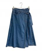EVISUエヴィス）の古着「カモメプリントのファッションフィットデニムプリーツスカート　2ESHTW4SK4015FFDN」｜ブルー