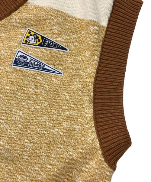 EVISU（エヴィス）EVISU (エビス) スペードだるまジャガードファッションフィットニットベスト　2ESHTM4SR1053FFCT ブラウン サイズ:Sの古着・服飾アイテム