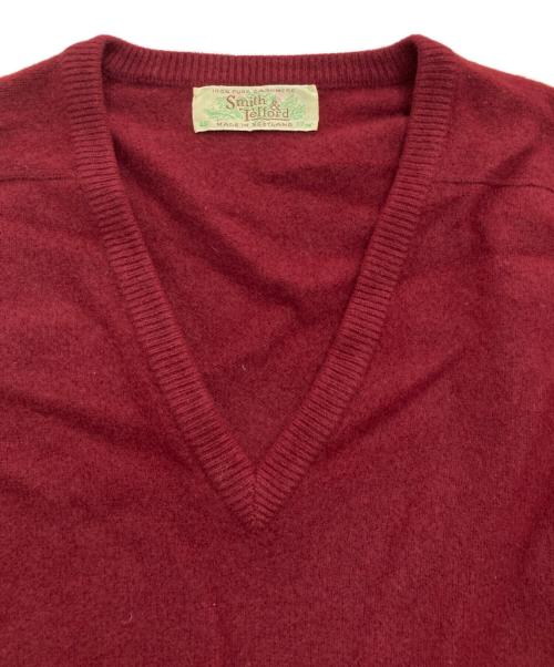 smith&telford（スミス＆テルフォールド）smith&telford (スミス＆テルフォールド) カシミヤVネックニット　 スコットランド製 ボルドー サイズ:46の古着・服飾アイテム