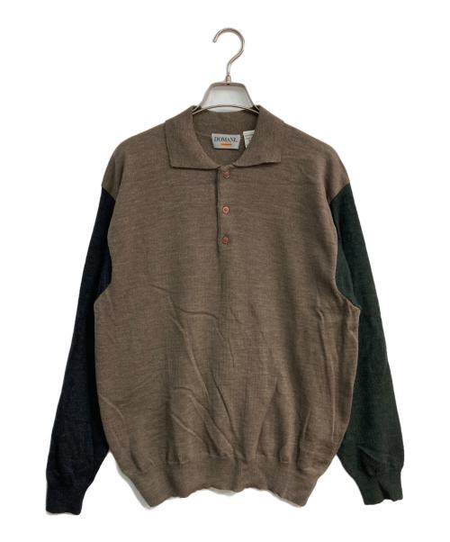 DOMANI（ドマニ）DOMANI (ドマニ) ニットポロシャツ　イタリア製 ブラウン サイズ:Mの古着・服飾アイテム
