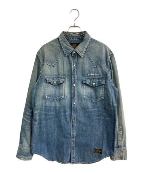 NEIGHBORHOOD（ネイバーフッド）NEIGHBORHOOD (ネイバーフッド) SAVAGE WESTERN / C-SHIRT.LS　 USED加工 20SS　221AQNH-PTM05 インディゴ サイズ:Lの古着・服飾アイテム