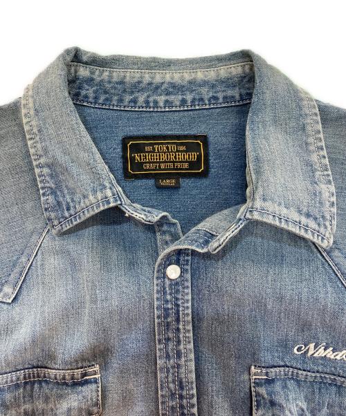 NEIGHBORHOOD（ネイバーフッド）NEIGHBORHOOD (ネイバーフッド) SAVAGE WESTERN / C-SHIRT.LS　 USED加工 20SS　221AQNH-PTM05 インディゴ サイズ:Lの古着・服飾アイテム