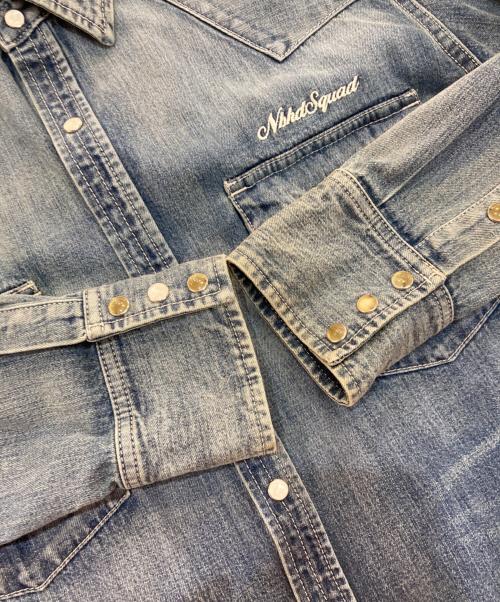 NEIGHBORHOOD（ネイバーフッド）NEIGHBORHOOD (ネイバーフッド) SAVAGE WESTERN / C-SHIRT.LS　 USED加工 20SS　221AQNH-PTM05 インディゴ サイズ:Lの古着・服飾アイテム