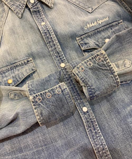 NEIGHBORHOOD（ネイバーフッド）NEIGHBORHOOD (ネイバーフッド) SAVAGE WESTERN / C-SHIRT.LS　 USED加工 20SS　221AQNH-PTM05 インディゴ サイズ:Lの古着・服飾アイテム