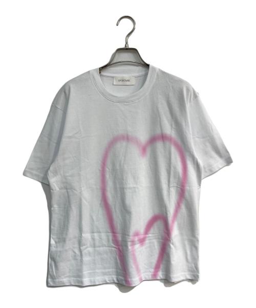 SPORT MAX（スポーツマックス）SPORT MAX (スポーツマックス) ハートプリントTシャツ　2412971051600013 ホワイト×ピンク サイズ:S 未使用品の古着・服飾アイテム