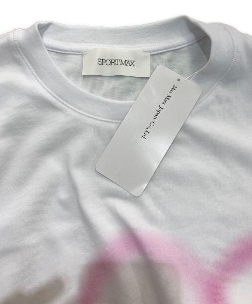 SPORT MAX（スポーツマックス）SPORT MAX (スポーツマックス) ハートプリントTシャツ　2412971051600013 ホワイト×ピンク サイズ:S 未使用品の古着・服飾アイテム