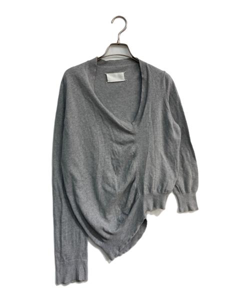 MARTIN MARGIELA（マルタン・マルジェラ）Martin Margiela (マルタン・マルジェラ) アシンメトリーVネックニット　本人期　05SS　白タグ 　31 YM096 グレー サイズ:Lの古着・服飾アイテム