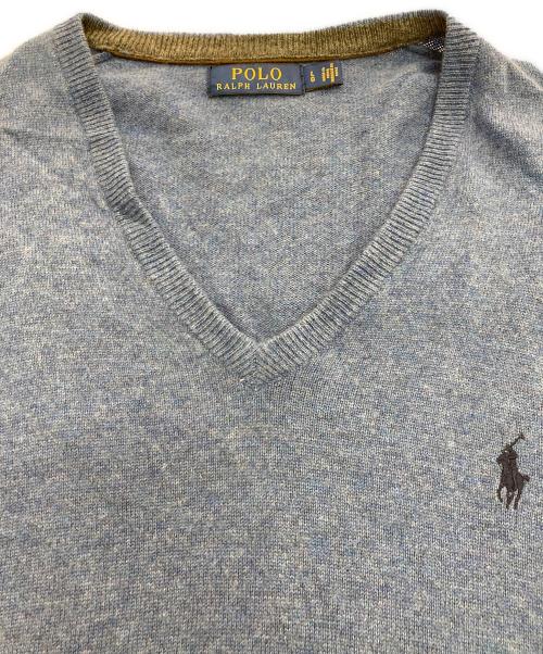 POLO RALPH LAUREN（ポロ・ラルフローレン）POLO RALPH LAUREN (ポロ・ラルフローレン) Vネックニット ブルー サイズ:Lの古着・服飾アイテム