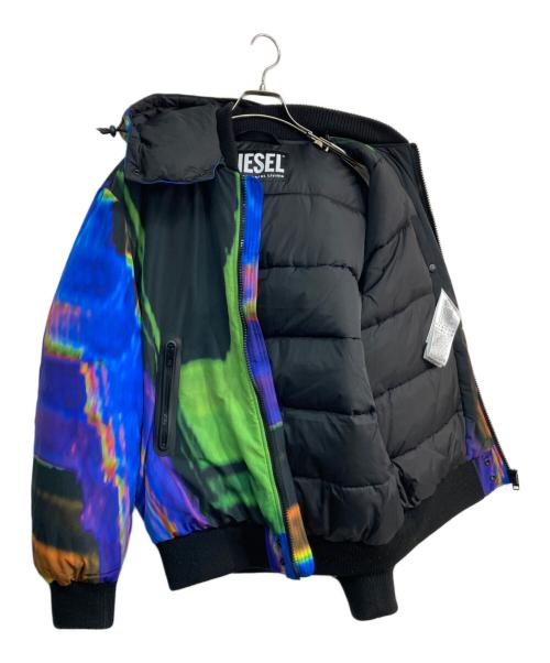 DIESEL（ディーゼル）DIESEL (ディーゼル) PADDED HOODED JACKET　A00705-W-ON-AOP-0EBAK ブルー×グリーン サイズ:Lの古着・服飾アイテム