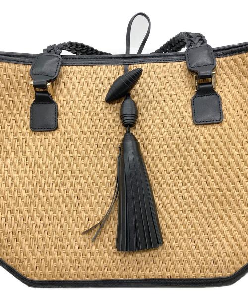 ANYA HINDMARCH（アニヤ・ハインドマーチ）ANYA HINDMARCH (アニヤハインドマーチ) カゴトートバッグ ベージュ×ブラックの古着・服飾アイテム