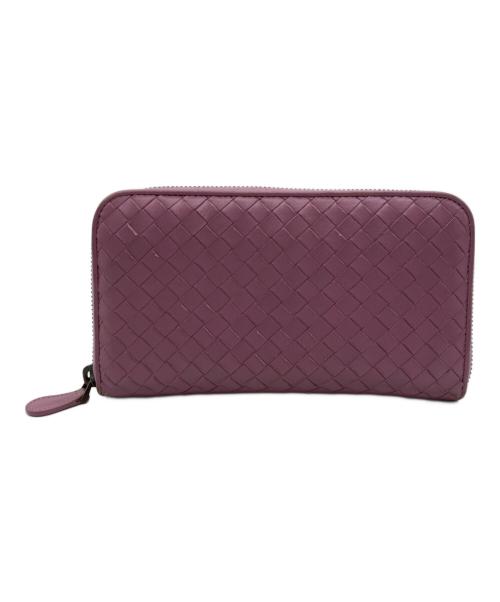 BOTTEGA VENETA（ボッテガベネタ）BOTTEGA VENETA (ボッテガベネタ) イントレチャートラウンドジップウォレット ピンク サイズ:-の古着・服飾アイテム