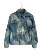Saint Laurent Parisサンローランパリ）の古着「バックワッペンウォッシュドデニムジャケット　エディ期　ヴィンテージ加工　454829 Y801L」｜インディゴ