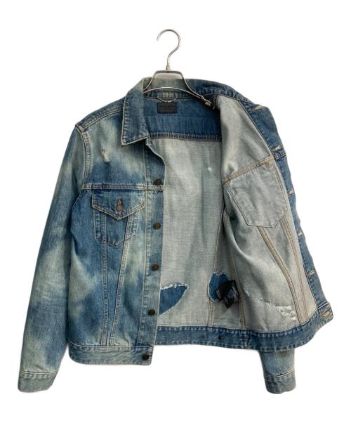 Saint Laurent Paris（サンローランパリ）Saint Laurent Paris (サンローランパリ) バックワッペンウォッシュドデニムジャケット　エディ期　ヴィンテージ加工　454829 Y801L インディゴ サイズ:Mの古着・服飾アイテム