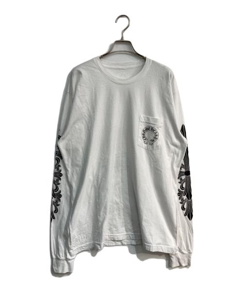 CHROME HEARTS（クロムハーツ）CHROME HEARTS (クロムハーツ) フローラルクロス ホースシュー ロングスリーブTシャツ USA製 　408129112 ホワイト サイズ:XXLの古着・服飾アイテム