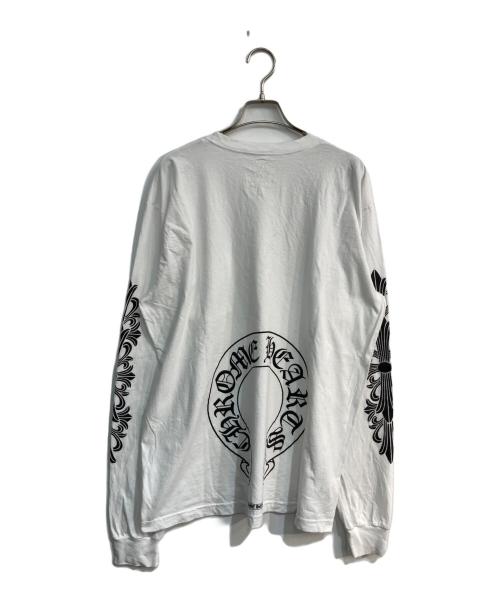 CHROME HEARTS（クロムハーツ）CHROME HEARTS (クロムハーツ) フローラルクロス ホースシュー ロングスリーブTシャツ USA製 　408129112 ホワイト サイズ:XXLの古着・服飾アイテム