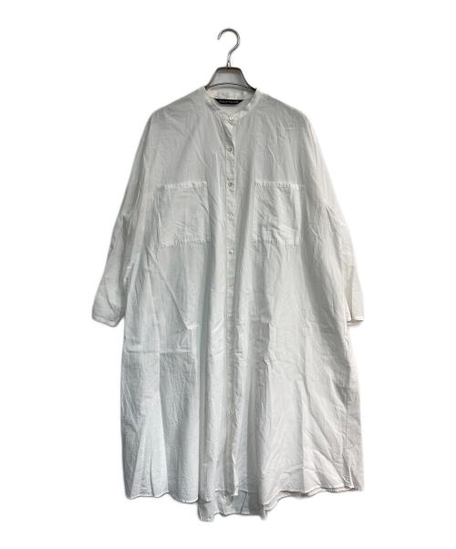 mizuiro-ind（ミズイロインド）mizuiro-ind (ミズイロインド) バンドカラーシャツワンピース ホワイト サイズ:Freeの古着・服飾アイテム