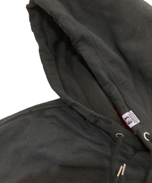 Maison MIHARA YASUHIRO（メゾン ミハラ ヤスヒロ）Maison MIHARA YASUHIRO (メゾン ミハラ ヤスヒロ) Distressed Hoodie　汚れ加工　A10HD591 ブラック×レッド サイズ:46の古着・服飾アイテム